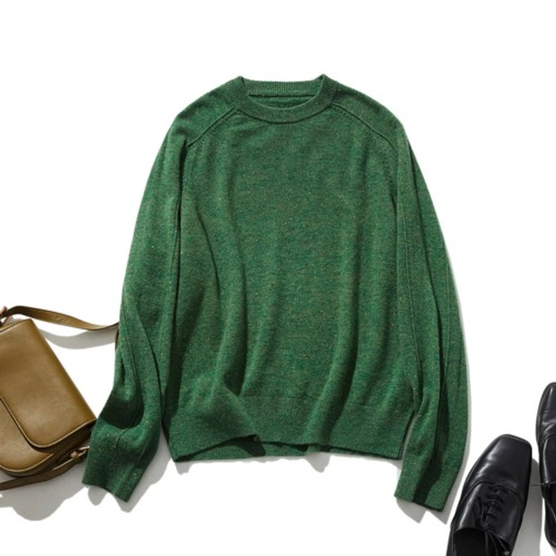 Finished in a high gauge for a neat look Wool knit Wool sweater Green 241004-2 - เสื้อผู้หญิง - ขนแกะ 