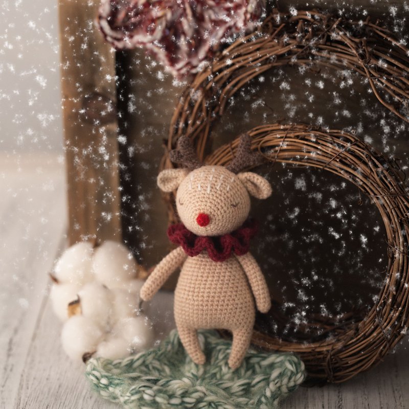 Red-nosed elk (about 14 cm) - a handmade doll specially made for newborn babies - Kids' Toys - Wool 