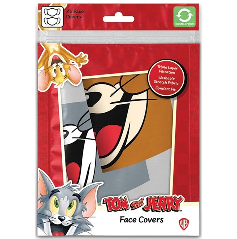 【湯姆貓與傑利鼠】三層防護口罩(2入組) 可水洗彈力面料 - 口罩/口罩收納套 - 其他材質 多色