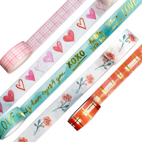 Navy Peony Simple Love Washi Tapes (Set of 5 rolls)