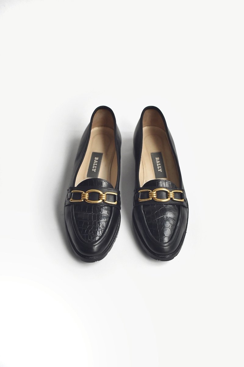 90s Italian Smile Shoes | Bally Loafers US 5.5M EUR 3536 - รองเท้าอ็อกฟอร์ดผู้หญิง - หนังแท้ สีดำ