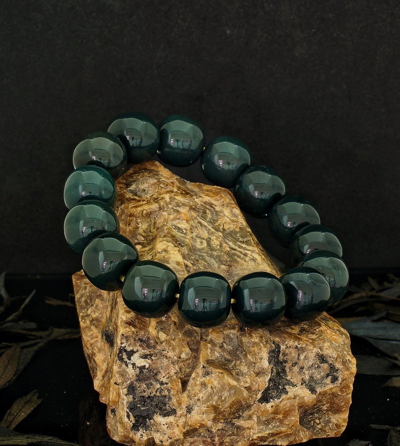 Alashan Blue-Green Rocks 15mm Bracelet - สร้อยข้อมือ - เครื่องเพชรพลอย 