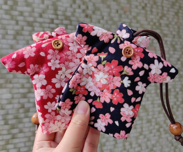 布小物】翡翠パッチワーク手作りコットンキーバッグ/桜花見 - ショップ