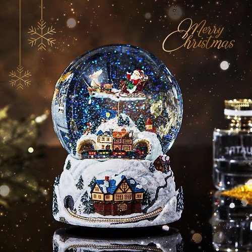 JARLL 讚爾藝術 幸福的雪白聖誕 水晶球音樂盒 聖誕老人雪景聖誕交換禮物