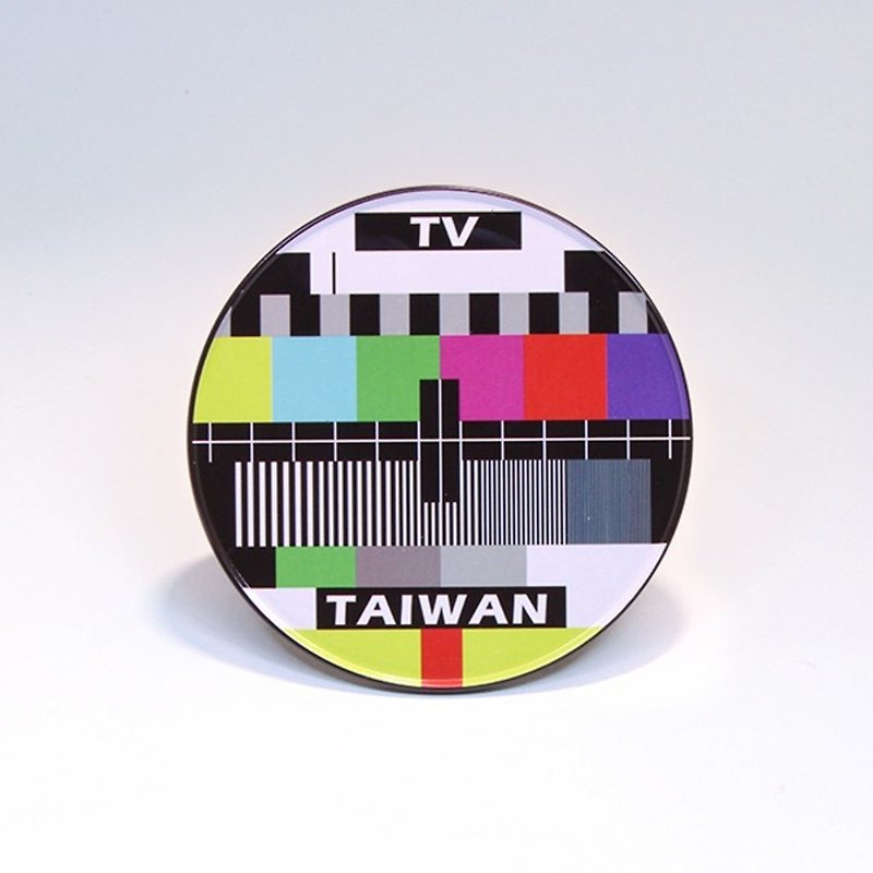 TV station【Taiwan impression round coaster】 - ที่รองแก้ว - โลหะ สีดำ