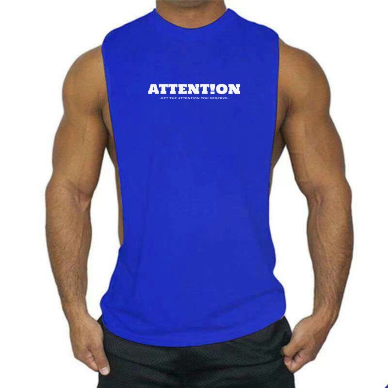 AttentionWear運動挖背背心【寶藍色】│ATTENTION 吸濕排汗 健身 - 男背心 - 棉．麻 藍色