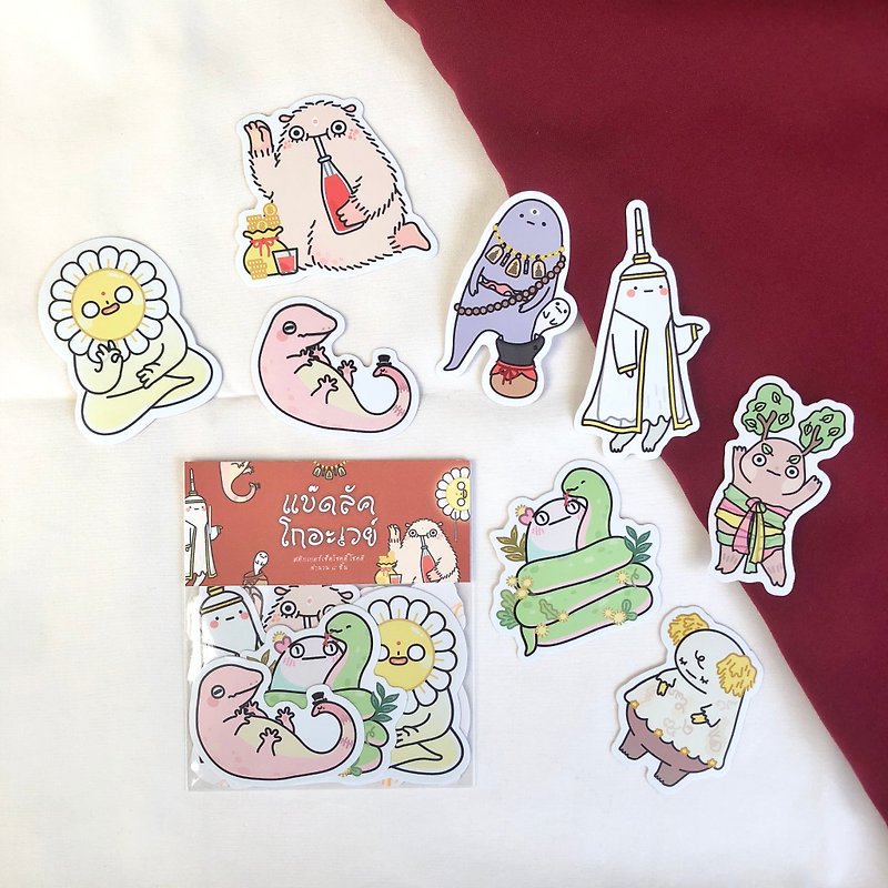 Bad Luck Go Away Sticker Pack | Set of 8 waterproof, Thai beliefs stickers - Stickers - Paper Multicolor