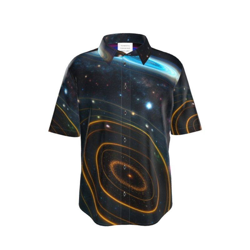 Mysterious and colorful universe with beautiful circles Button-up shirt Short sleeve - Men's Shirts - Cotton & Hemp Multicolor