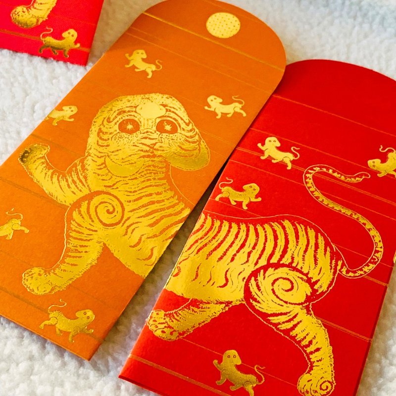 Red envelope bag tiger dance style │ medium style / three in / three colors each / special color limited - ถุงอั่งเปา/ตุ้ยเลี้ยง - กระดาษ สีแดง