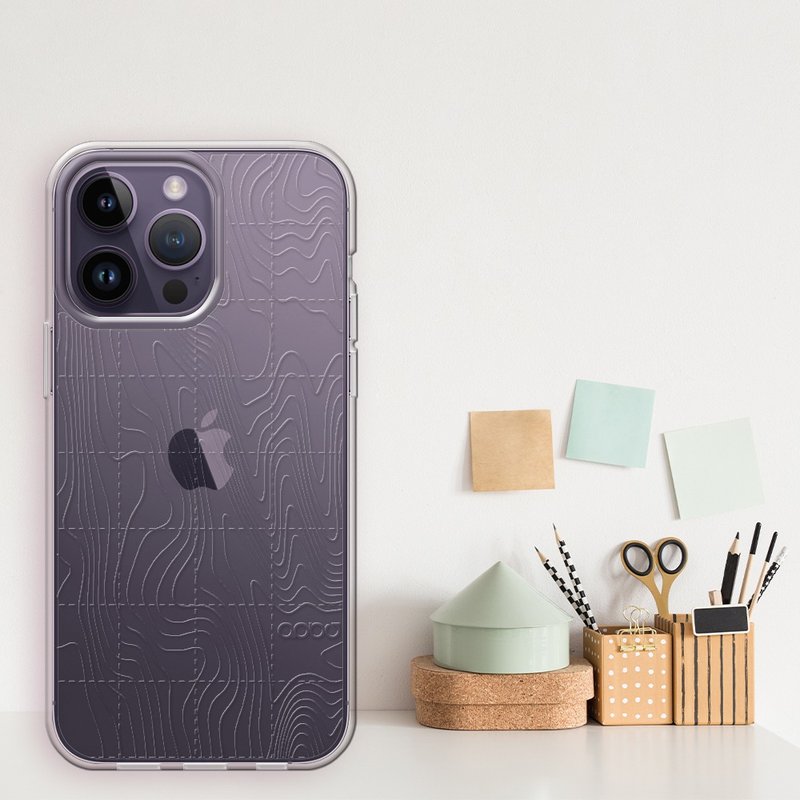 iPhone 14全系列 浮雕感輕薄軍規防摔手機殼-等高線 - 手機殼/手機套 - 其他材質 多色