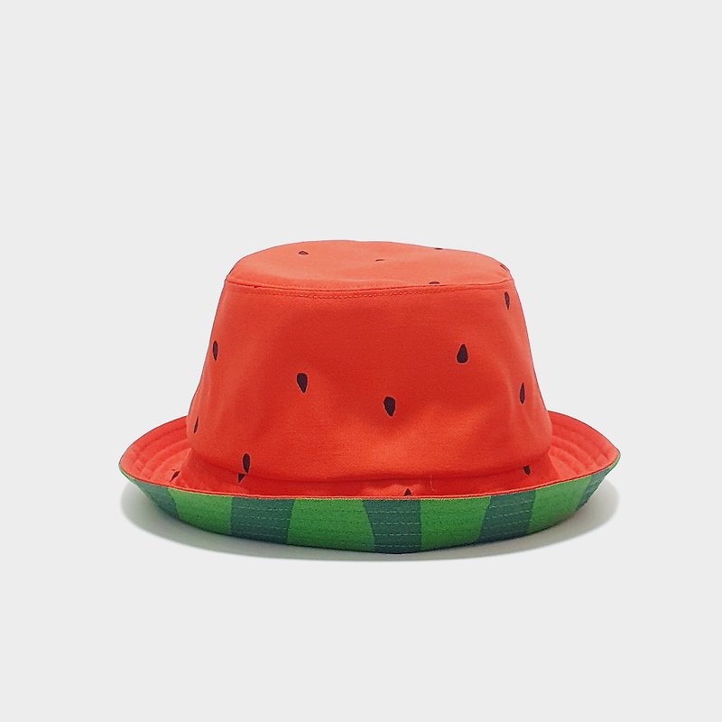 【HiGh MaLi】Classic fisherman hat/delicious red watermelon#customized#birthday gift#limited edition - หมวก - ผ้าฝ้าย/ผ้าลินิน สีแดง