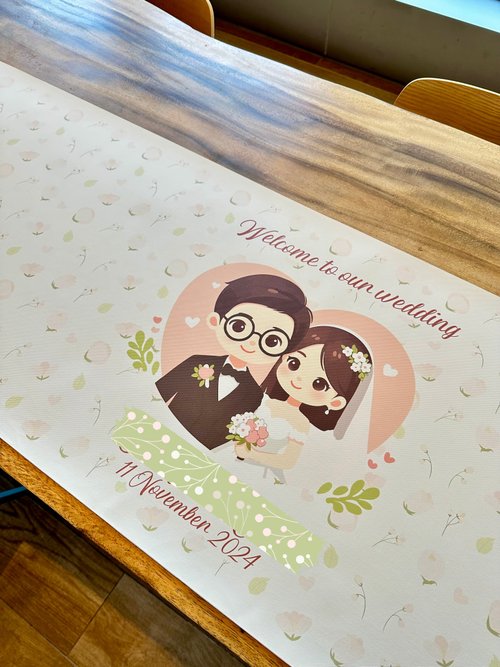 MYLove Design HK 客製化卡通情侶婚禮簽名簽到布 油畫布訂製