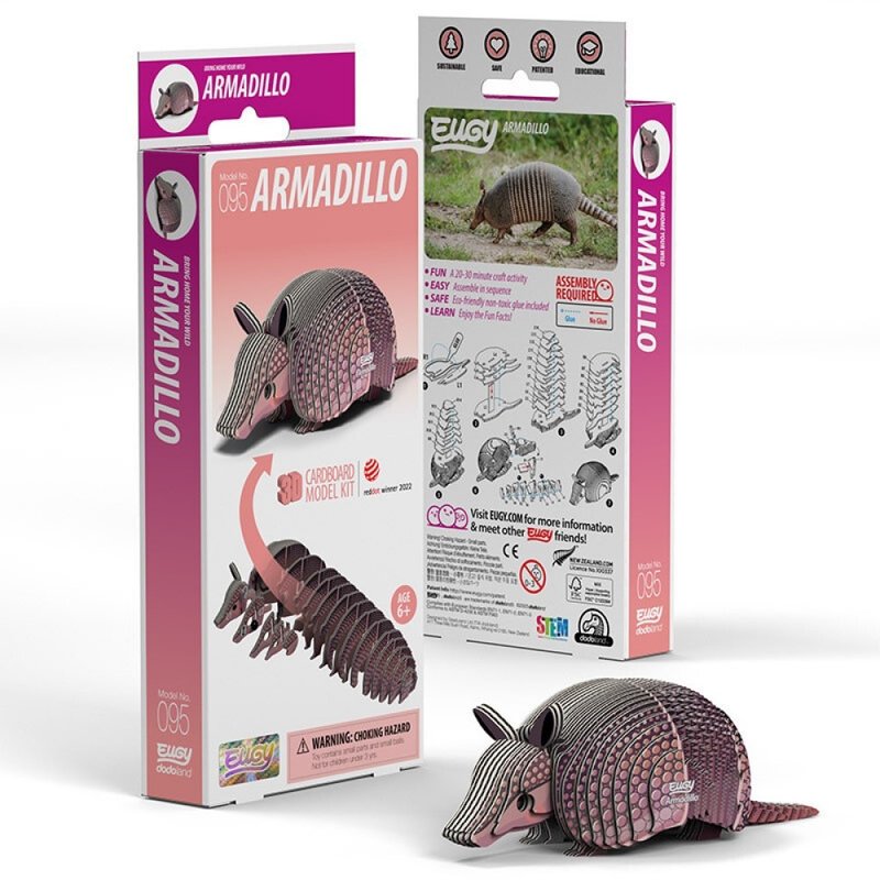 EUGY 3D Cardboard Kit Set Model - 095 Armadillo - เกมปริศนา - กระดาษ สึชมพู