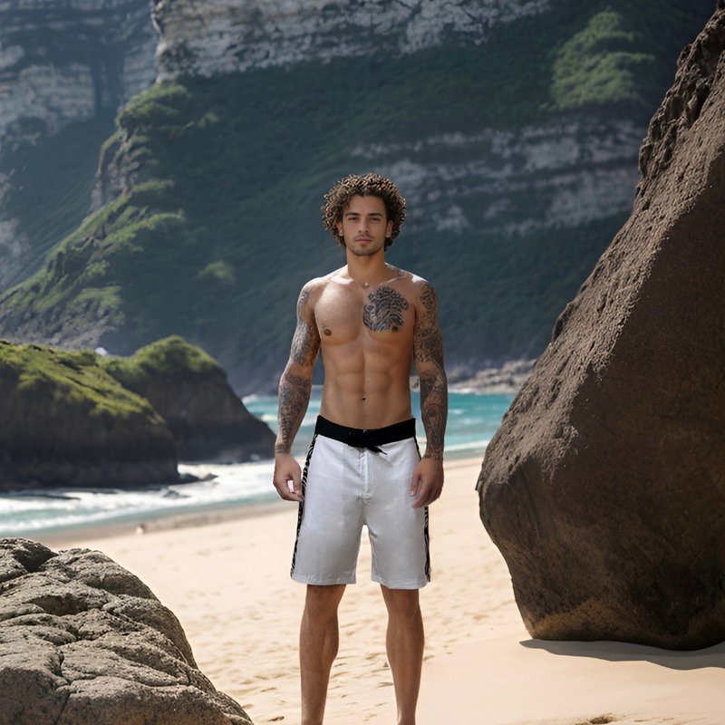 HAGWOUTDOOR-No Bad Days-Board Shorts-White - Men's Sportswear Bottoms - Other Materials 