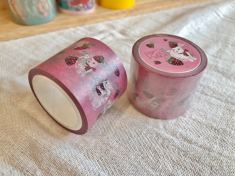 Bunnies playing raspberries - Washi tape - Washi Tape - Paper Multicolor
