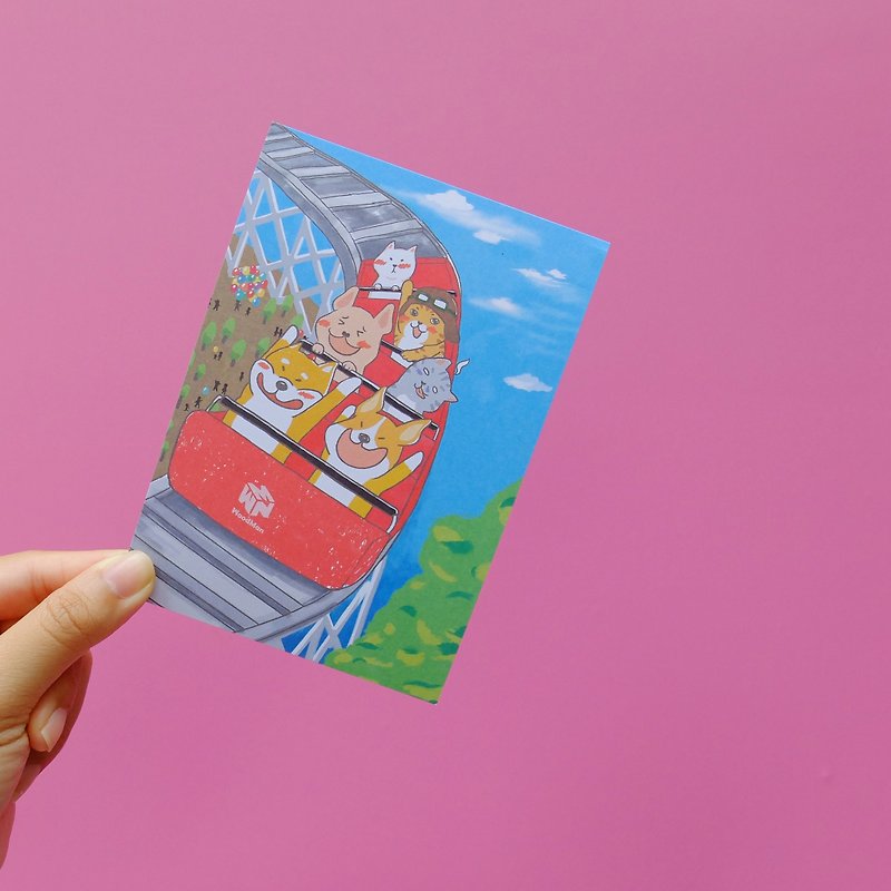 Pets get the roller coaster postcard - การ์ด/โปสการ์ด - กระดาษ สีแดง