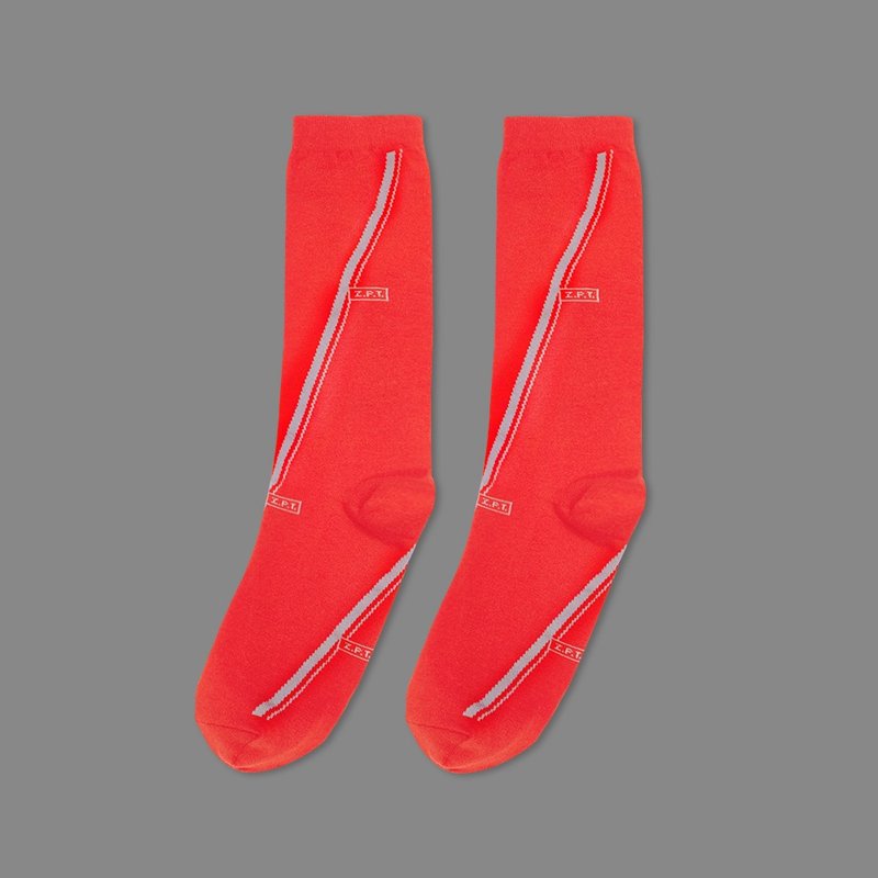 Zhongtong-contrast color-red - Socks - Cotton & Hemp 