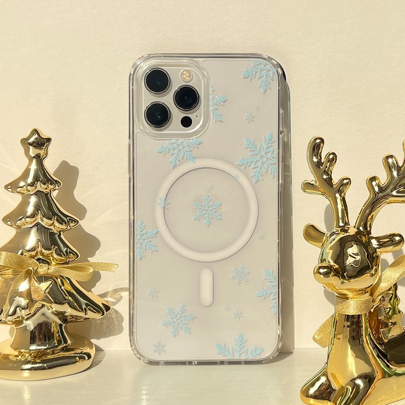 【Christmas Package】 Snowflakes Transparent Phone Case(MagSafe optional) - Phone Cases - Plastic 