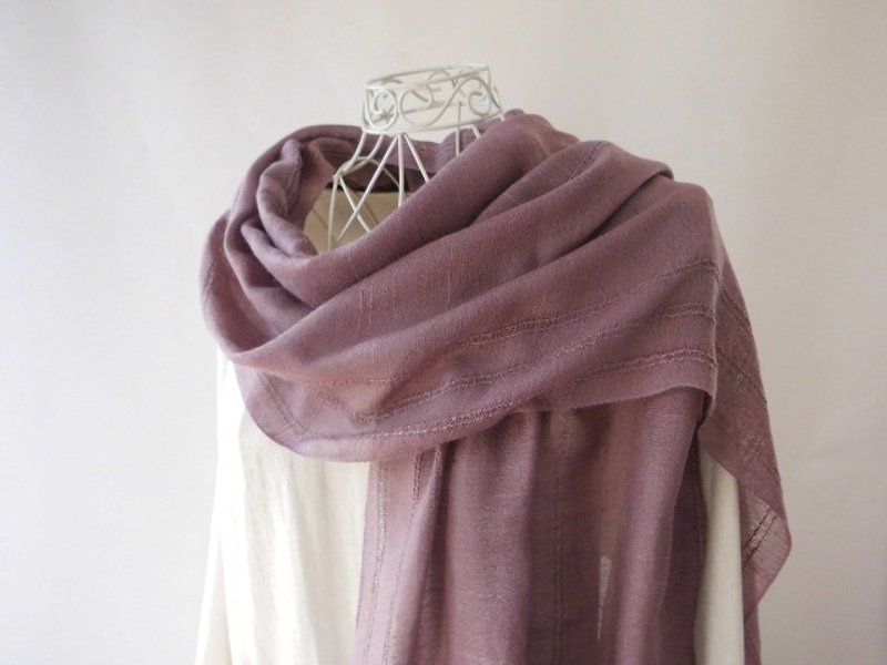 New colors of autumn (plum) _ 1 Plant tree dye · silk · large format long stall - Scarves - Silk Purple