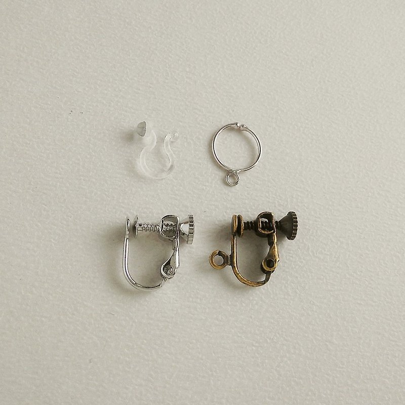 Modified clip earring style silicone ear clip adjustable screw ear clip sterling silver ring ear clip - ต่างหู - วัสดุอื่นๆ สีเงิน