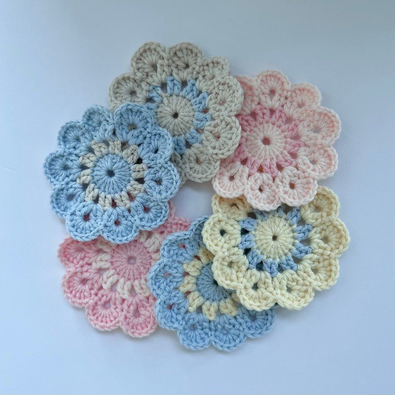 Handmade Crochet Coaster - ที่รองแก้ว - ผ้าฝ้าย/ผ้าลินิน หลากหลายสี