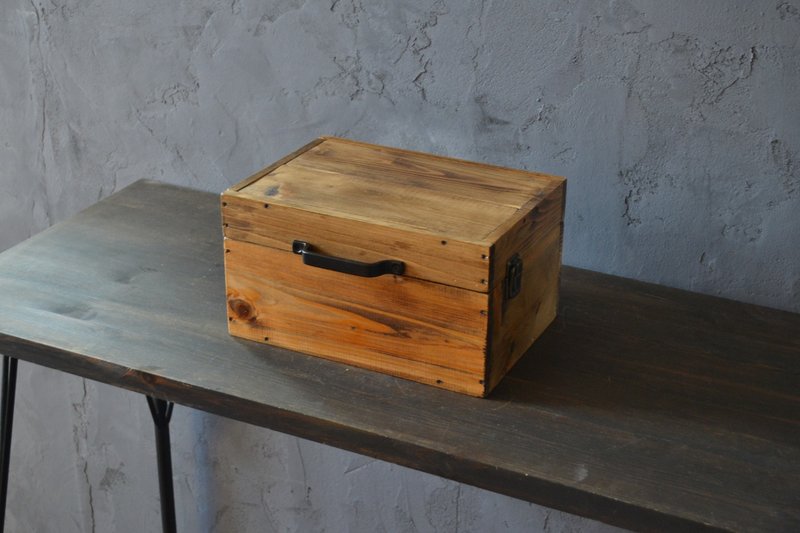 0310mito　日本産ひのきのトランクBOX　木製ケース　Lサイズ　BK角 - 収納用品 - 木製 ブラウン