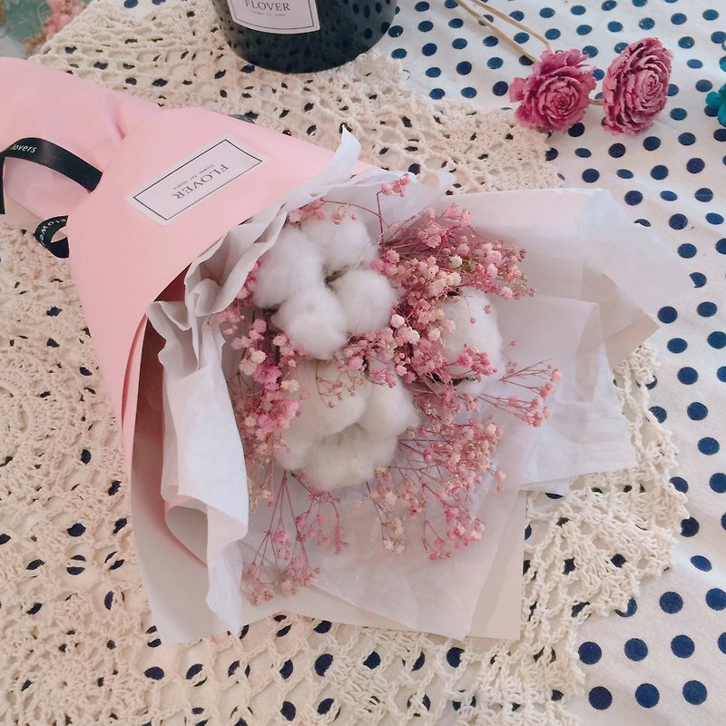 Flover Fulla design "star marshmallow" drying pink bouquet - ตกแต่งต้นไม้ - พืช/ดอกไม้ 