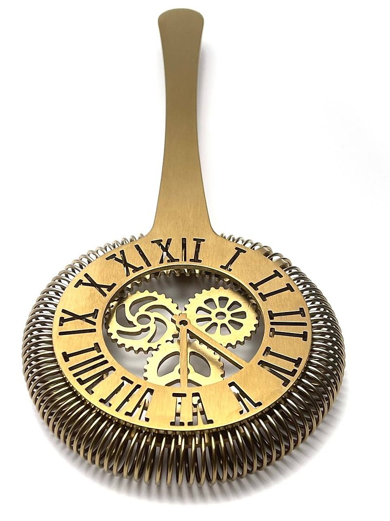 Golden Chronometer 3D Hawthorne Cocktail Strainer - Bar Glasses & Drinkware - Stainless Steel Gold