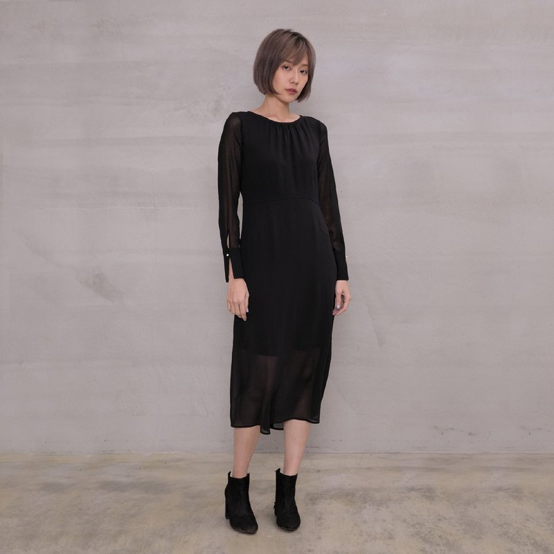 絕世名伶夜黑洋裝 Prima Donna Black Night Dress D141 - 洋裝/連身裙 - 聚酯纖維 黑色
