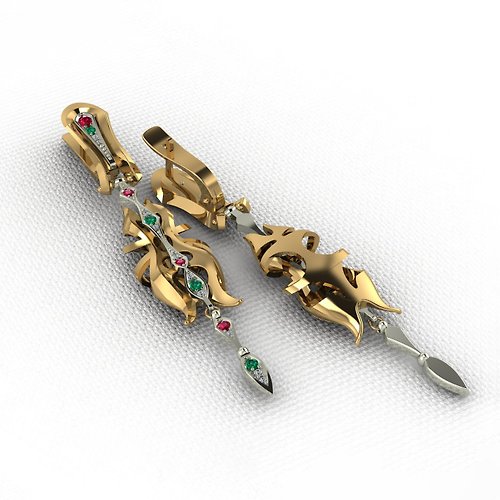 Helennar's Jewelry Studio 3D-model of jewelry earrings with 38 diamonds.
