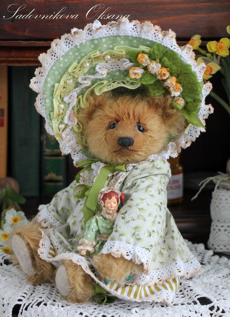 Handmade Collectible Teddy Bear OOAK plushinnes toy gift home decor art DIY手工 - ตุ๊กตา - วัสดุอื่นๆ หลากหลายสี