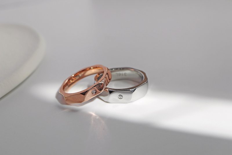 【Gift for Valentine】Be at ease. Octagonal Curved Ring - แหวนคู่ - สแตนเลส สีเงิน
