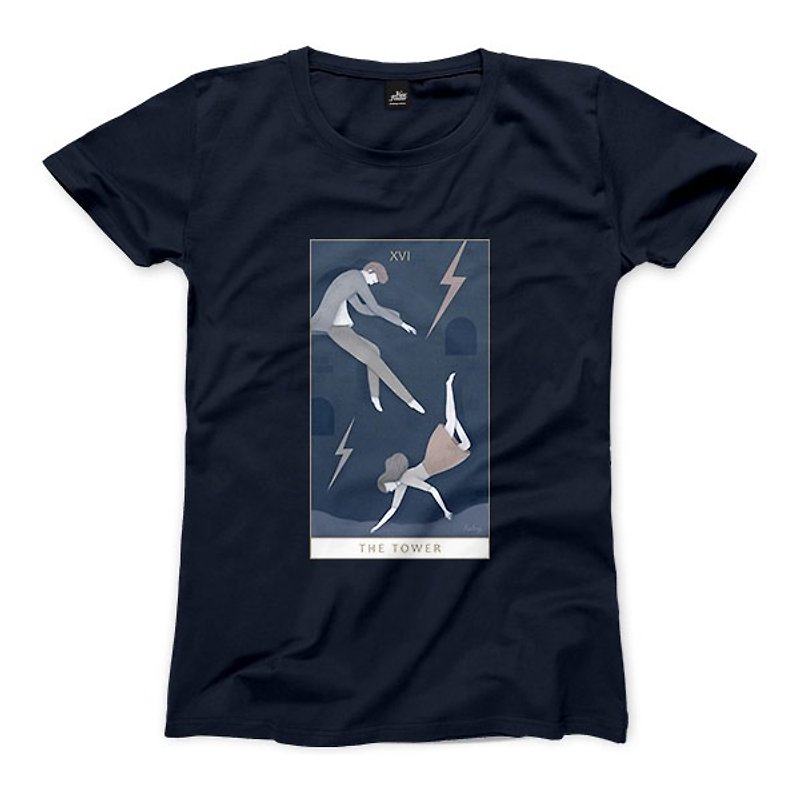 XVI | The Tower - dark blue - Women's T-Shirt - เสื้อยืดผู้หญิง - กระดาษ 