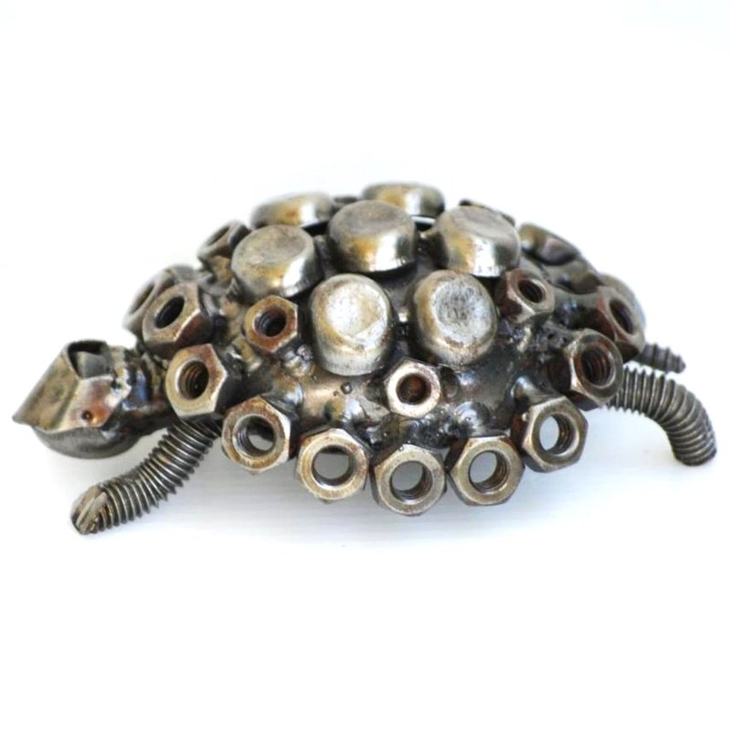 Turtle Scrap Metal Sculpture, Gift For Anniversary, Wow Welding Sculptures - 擺飾/家飾品 - 其他金屬 