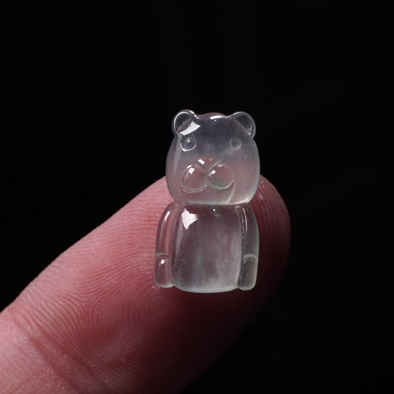 放光玻璃種翡翠熊熊 | 天然緬甸玉A貨翡翠 | 送禮 - 金工/飾品 - 玉石 透明