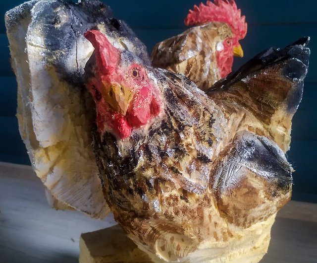 売り尽 【美品】【希少】刀の柄 彫物のブレスレット 鶏雄鶏と雌鶏