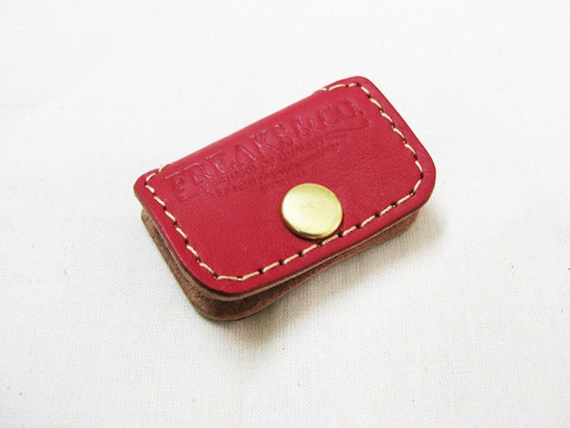 Leather earphone holder Square / Scarlet Red - หูฟัง - หนังแท้ สีแดง