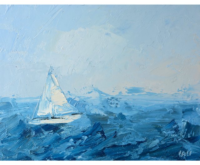 ヨーロッパ絵画油絵手書きワイド海景