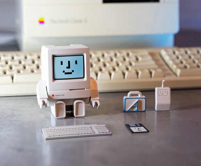 Happy Classicbot collectible toy, for lover of retro computing