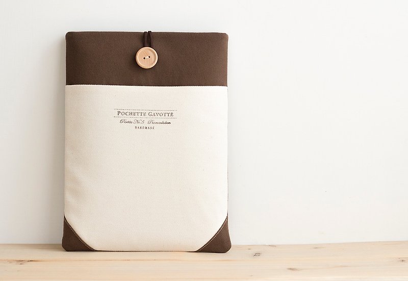 ノートパソコンケース Macbookカバー PCケース / ブラウン& クリームポケット - 平板/電腦保護殼 - 棉．麻 咖啡色