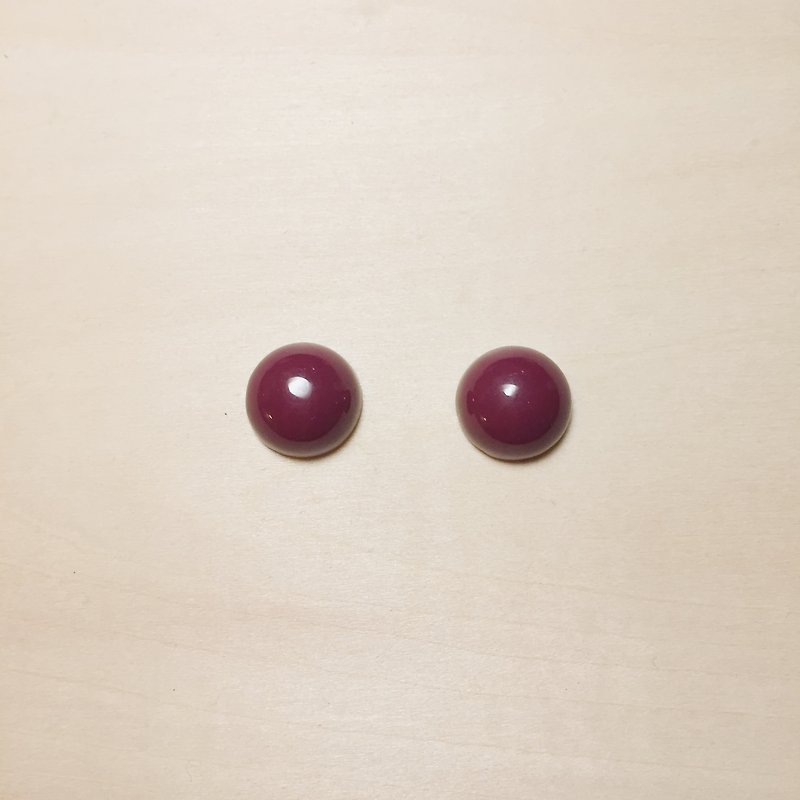 Vintage wine red small balls earrings - ต่างหู - เรซิน สีแดง
