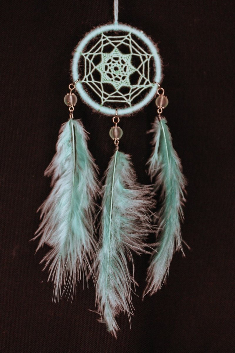 純手工捕夢網 Handmade Dreamcatcher－【單色星－淡藍綠】 - 擺飾/家飾品 - 其他材質 藍色