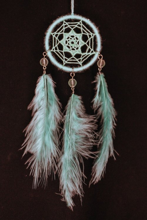 Mr.SkullyPop 純手工捕夢網 Handmade Dreamcatcher-【單色星-淡藍綠】