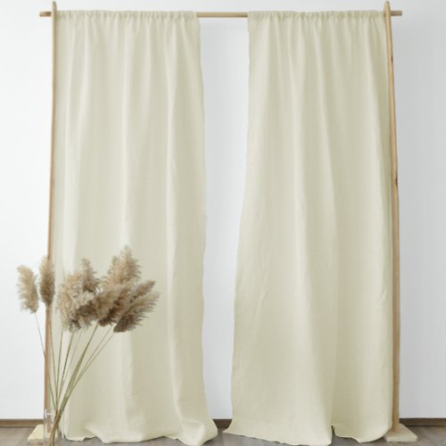 True Things Ivory regular and blackout linen curtains / Custom curtains / 2 panels