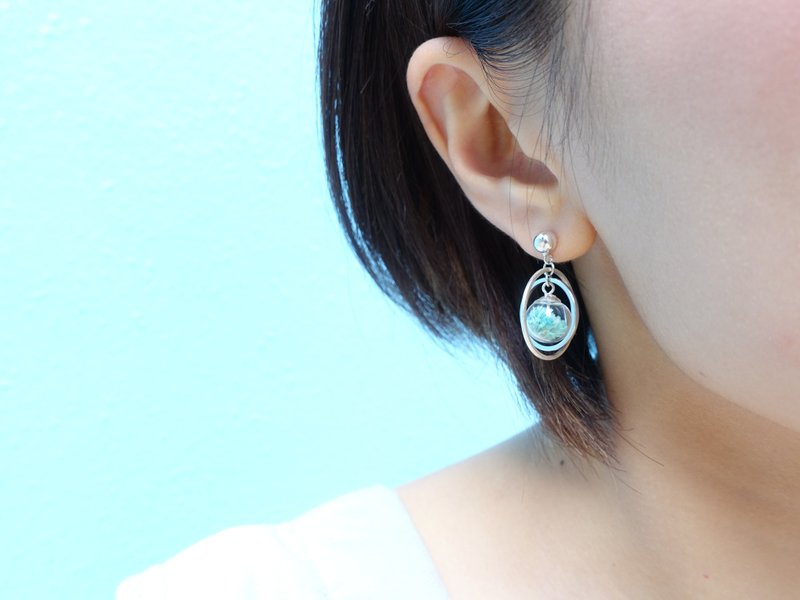 Revolve Baby breath 925 sterling sliver earrings / earrings clip - ต่างหู - พืช/ดอกไม้ สีเขียว