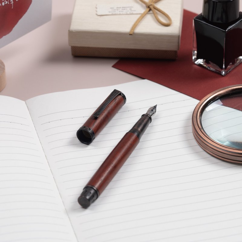 Tender series fountain pen/ball pen | African rosewood customized in Chinese and English (single product) - ปากกาหมึกซึม - ไม้ สีนำ้ตาล