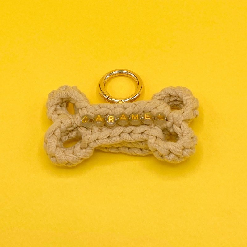 Boney Tie: Custom Name (in Caramel) - 項圈/牽繩 - 聚酯纖維 金色