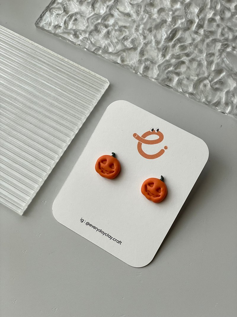 Pumpkin - Earrings & Clip-ons - Clay Orange