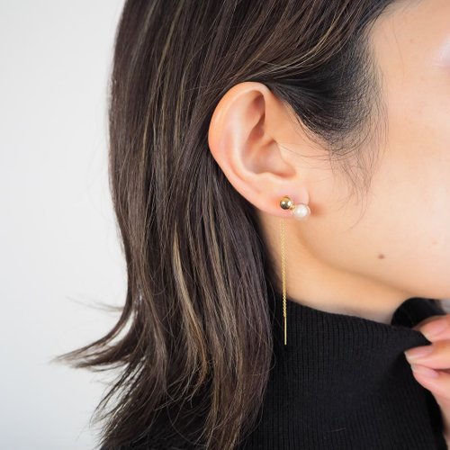 MOON SILHOUETTE Threader Earrings - ショップ popy-k ピアス