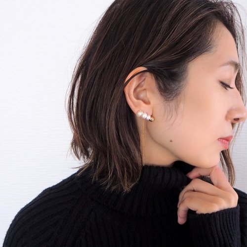 MOON SILHOUETTE Threader Earrings - ショップ popy-k ピアス